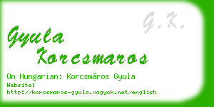 gyula korcsmaros business card